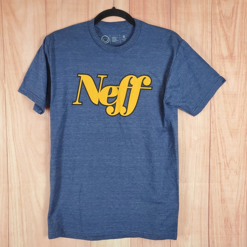 Neff Graphic Shirt Sz S Navy Blue Cotton Graphic Logo